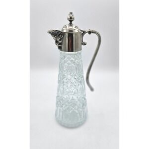 Falstaff Silverplated Cut‎ Glass Pitcher / Decanter from England